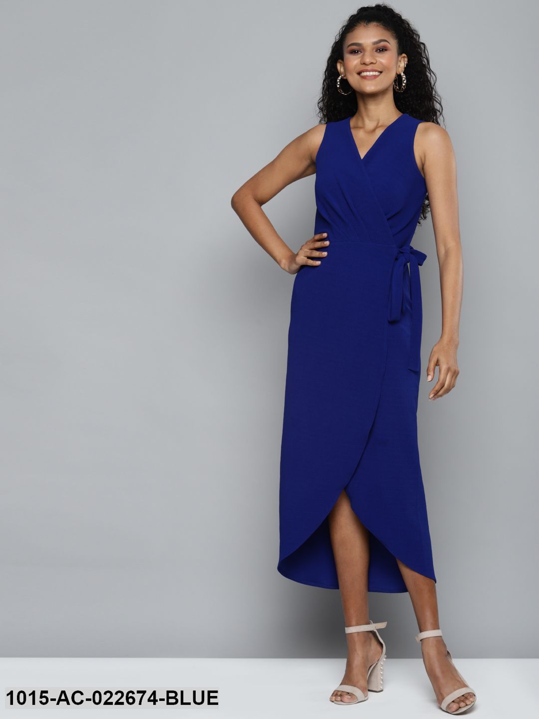 Royal Blue Wrap Midi Dress